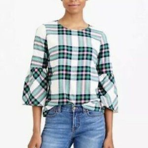 J. Crew Flannel Bell-Sleeve Top